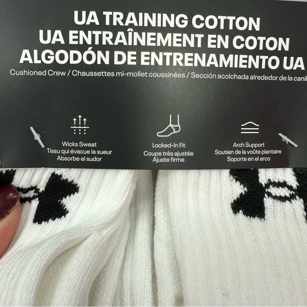 NWT under armour UA training cotton blend crew socks womens 4-6 UNISEX